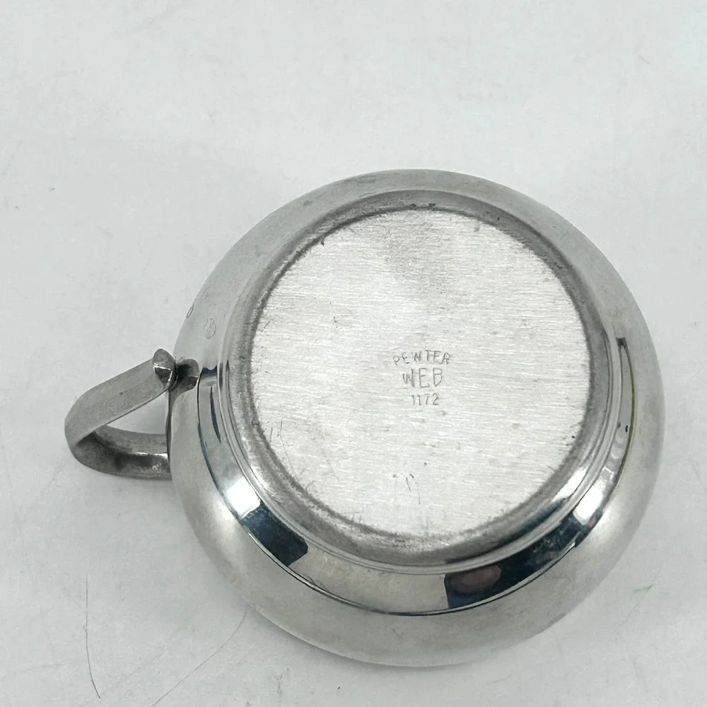 Web Pewter Co 1172 Baby Cup Bright Silver Tone Vintage Polished Metal Small Mug